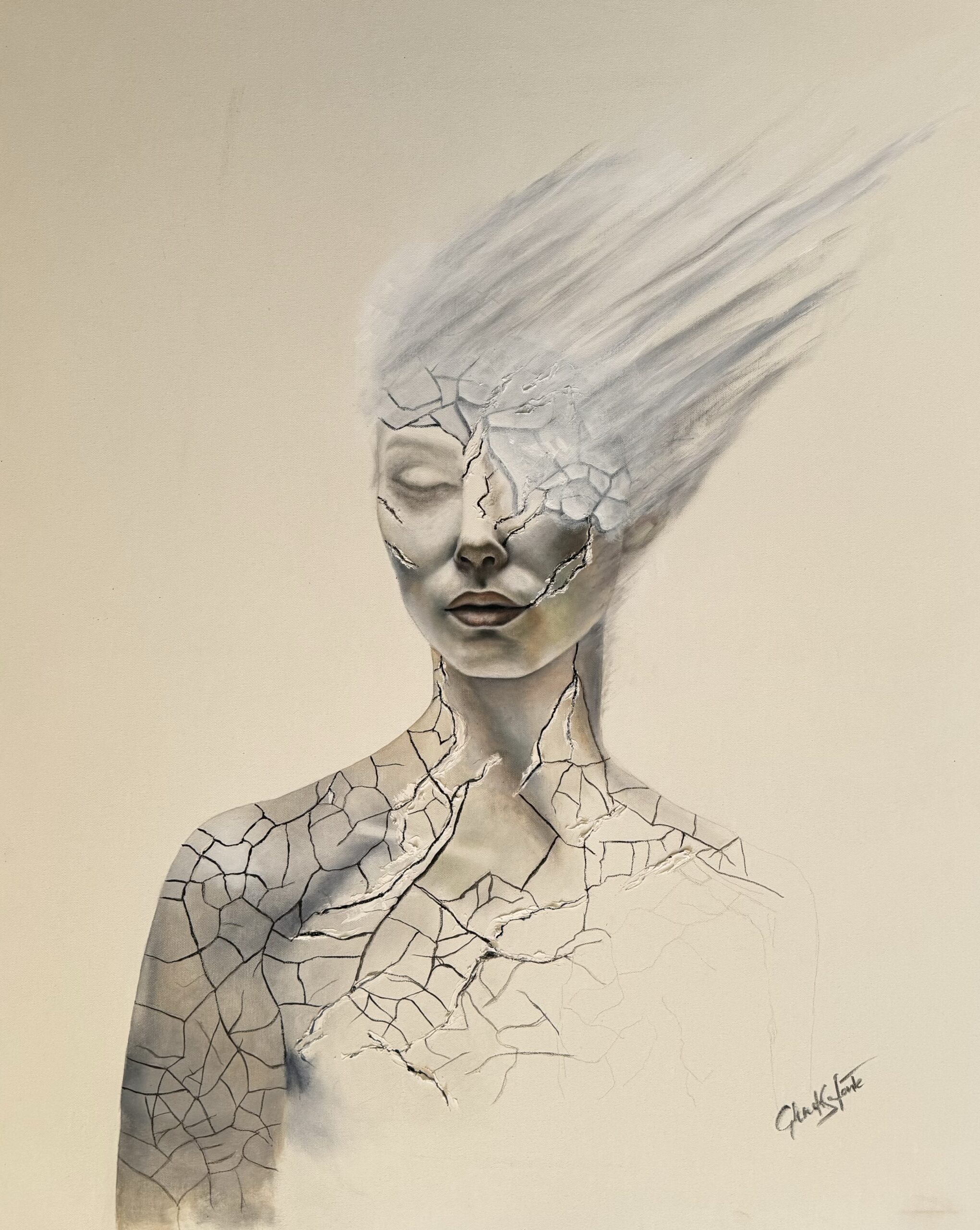 pittura SU IDENTITà SPEZZATA E RICOMPOSTA di Glenda Safonte - artista di Caltanissetta